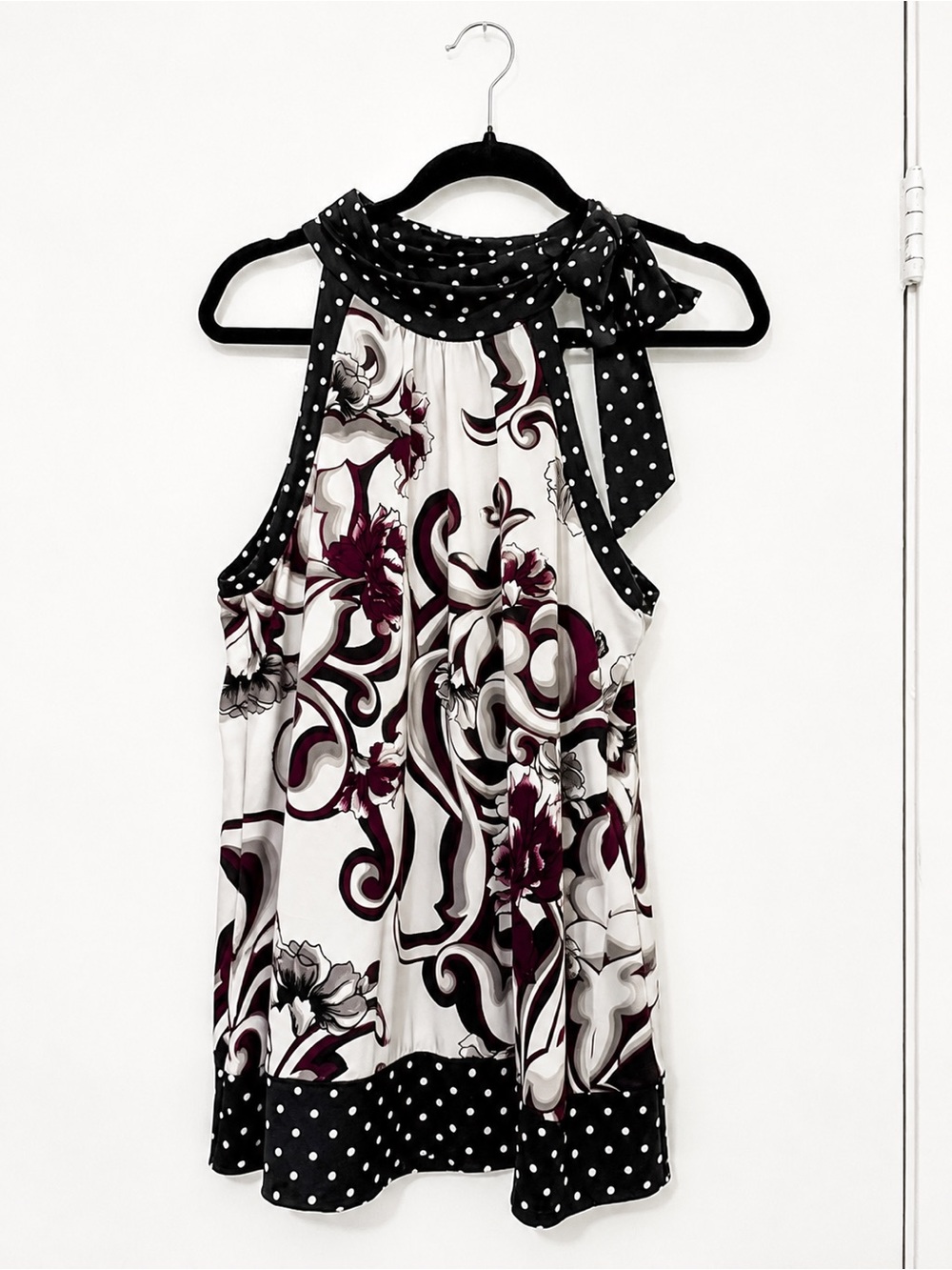 White House Black Market Floral & Polka Dot Halter